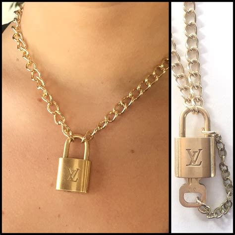 lv vintage lock necklace|14k louis vuitton necklace.